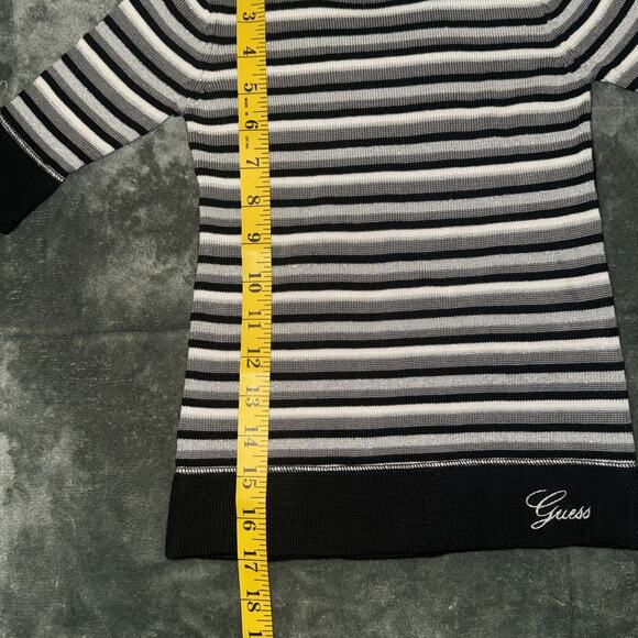 Guess Sweater Dress Kids 3T Black White Striped Crew Neck Long Sleeve Pullover - Picture 2 of 8